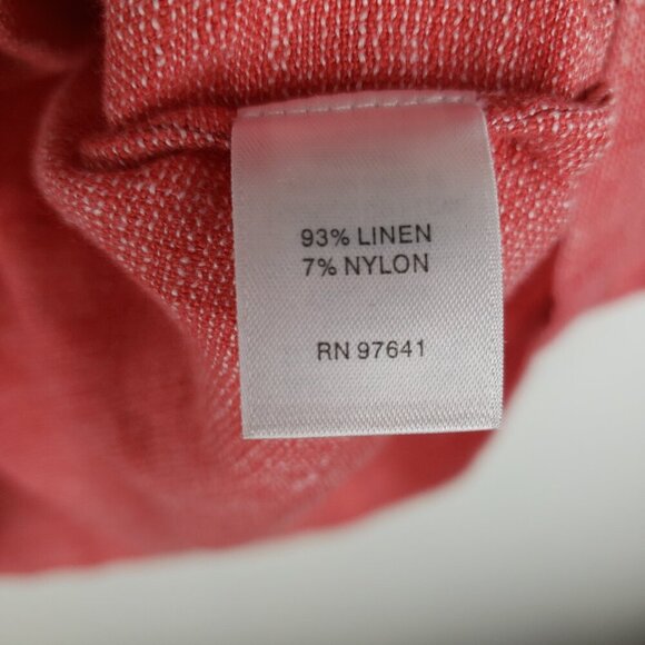Pure Jill Linen Babydoll Top Muted Red 3/4 Sleeve Lagenlook Size Large - Picture 7 of 8